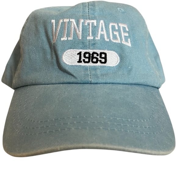h G  "Vintage 1969" Adjustable Light Blue Baseball Cap - Picture 1 of 14
